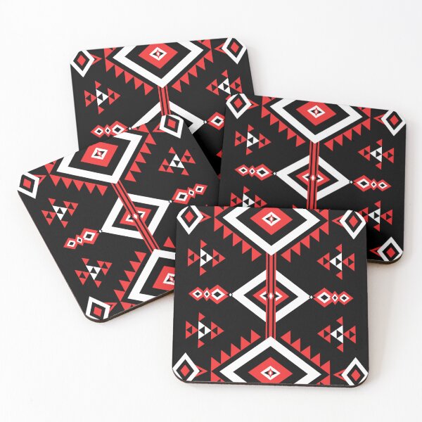 Item preview, Contemporary vertical pattern in native, ethnic, and boho styles, in red and black with white stripes. designed and sold by Nengsang.