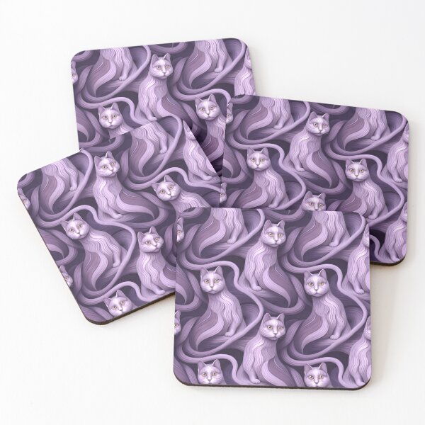 Aperçu de l'œuvre Purple Grey Wavy Cats créée et vendue par Pinkgnomie.