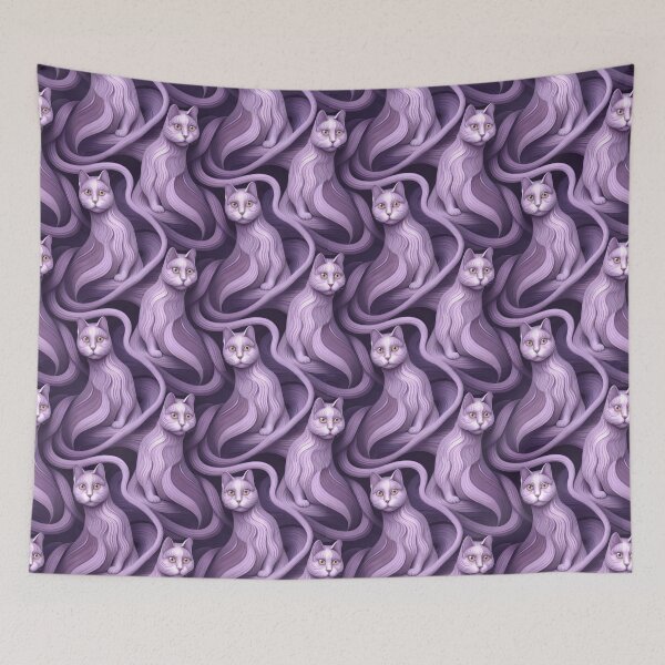 Item preview, Purple Grey Wavy Cats designed and sold by Pinkgnomie.