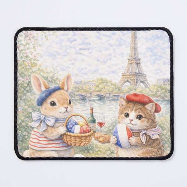 Item preview, Happy Easter from Paris | French Bunny & Cat Watercolor designed and sold by inspired-works.