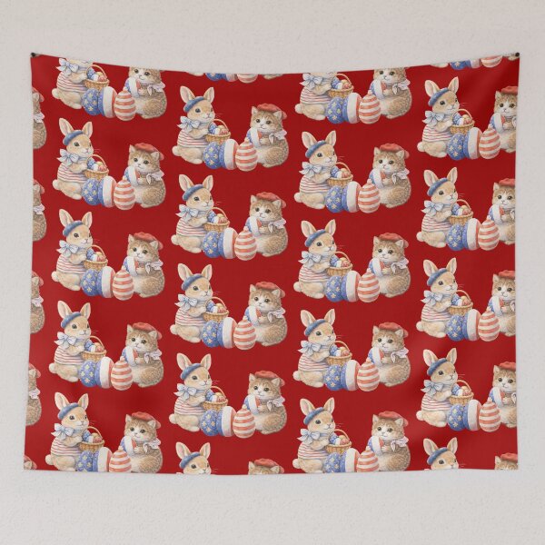 Item preview, Happy Easter from Paris | French Bunny & Cat Watercolor designed and sold by inspired-works.