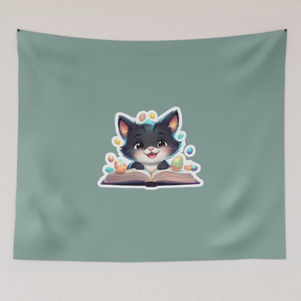 Item preview, cute kitten reading book designed and sold by digitalvibe4u.