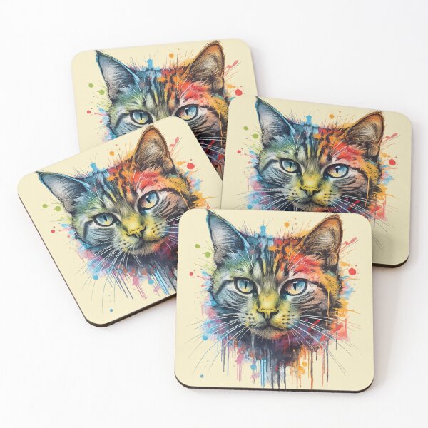Item preview, Watercolor Bengal Cat - Colorful Splash Art Portrait designed and sold by HubiUrbanStudio.