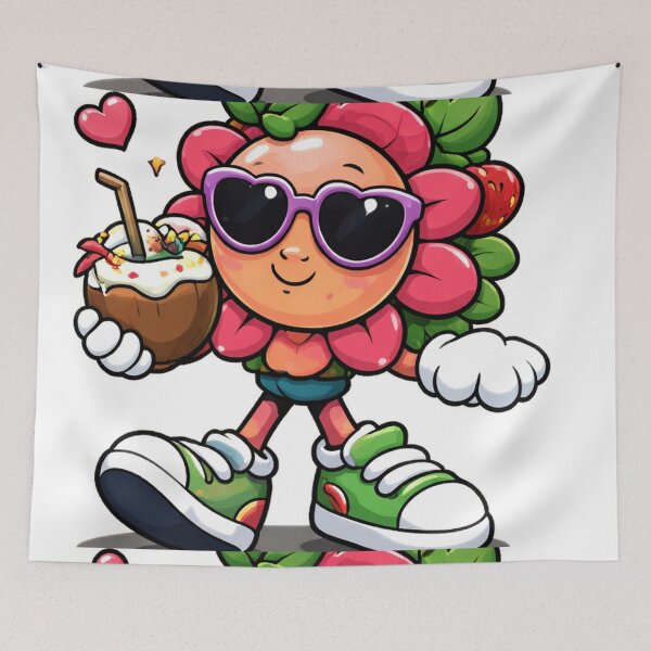 Item preview, Cute Tropical Flower Mascot Cartoon Summer Vibes Design designed and sold by Sadia  Jannat.