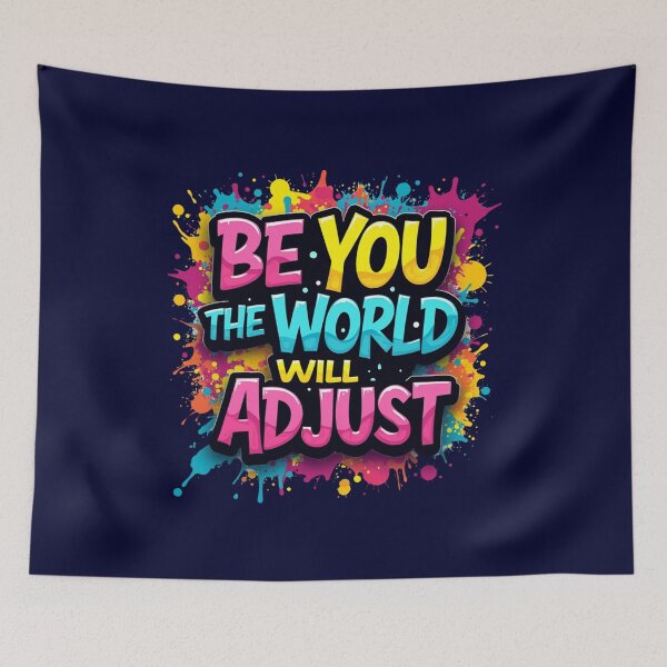 Item preview, Be You The World Will Adjust | Mental Health Quote Retro Neon Design | Self-Love Graphic Design | Motivational Aesthetic Art Print designed and sold by KS-and-Prints.