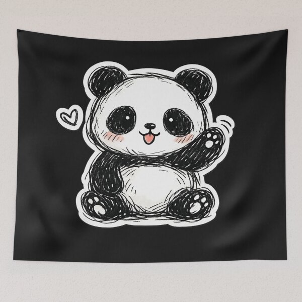 Item preview, Cute Panda Doodle Sticker – Kawaii Bear Cartoon, Hand Drawn Sketch Style, Aesthetic Animal Art designed and sold by irfanshikh.