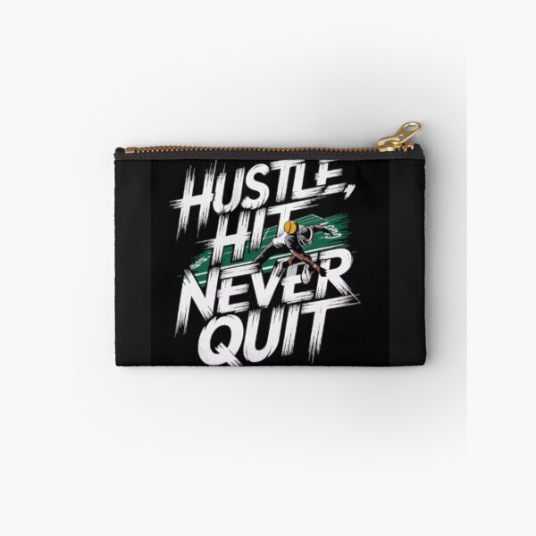 Item preview, Hustle Hit Never Quit Motivational Streetwear Typography designed and sold by The Curated Palett.