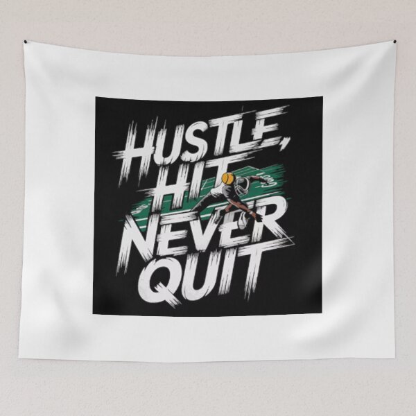 Item preview, Hustle Hit Never Quit Motivational Streetwear Typography designed and sold by The Curated Palett.