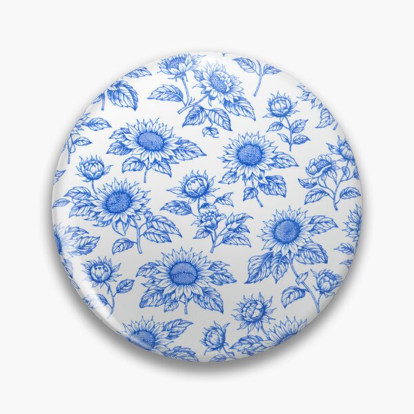 Item preview, Elegant Toile du Jouy Sunflowers – Blue Botanical Seamless Pattern designed and sold by BlushPearls.