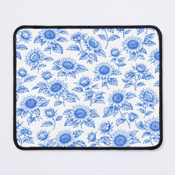 Item preview, Elegant Toile du Jouy Sunflowers – Blue Botanical Seamless Pattern designed and sold by BlushPearls.