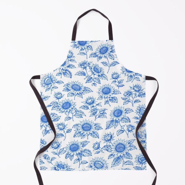 Item preview, Elegant Toile du Jouy Sunflowers – Blue Botanical Seamless Pattern designed and sold by BlushPearls.