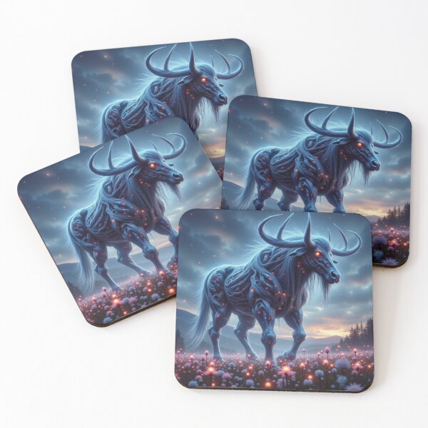 Item preview, Luminescent Spirit Bull - Mythic Energy Creature in a Glowing Dreamscape designed and sold by FotoworldEdel.