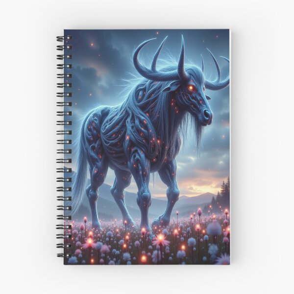 Item preview, Luminescent Spirit Bull - Mythic Energy Creature in a Glowing Dreamscape designed and sold by FotoworldEdel.