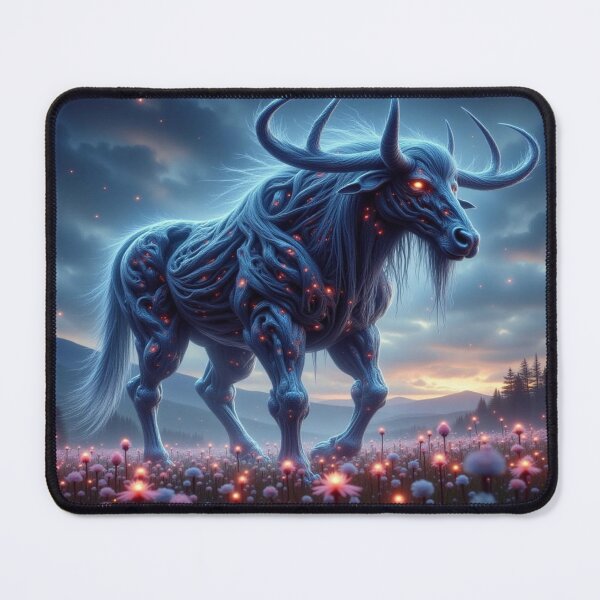 Item preview, Luminescent Spirit Bull - Mythic Energy Creature in a Glowing Dreamscape designed and sold by FotoworldEdel.
