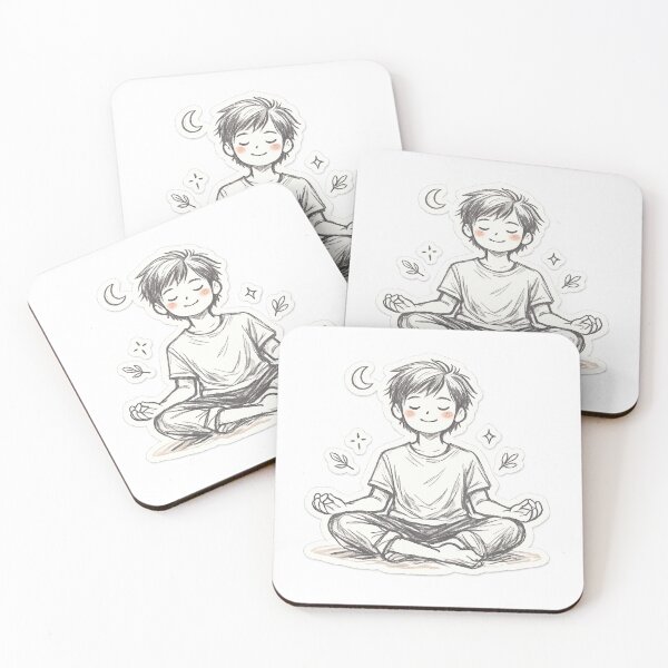 Item preview, Cute Meditating Boy Sticker | Calm Mind Aesthetic Doodle | Relax & Mindfulness Art designed and sold by irfanshikh.
