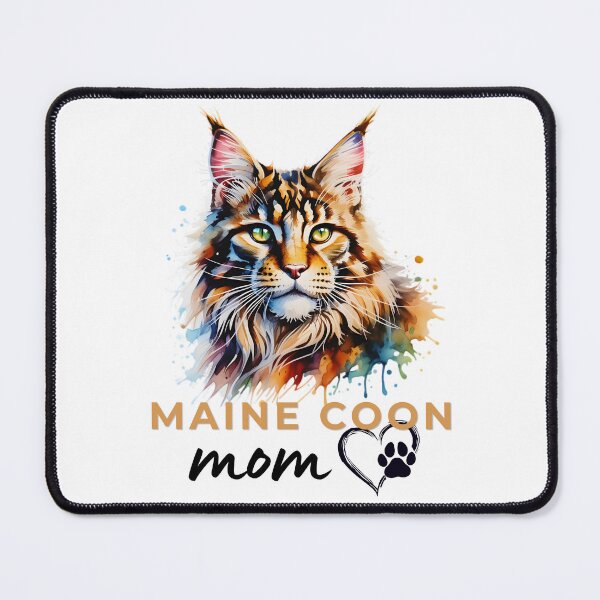 Aperçu de l'œuvre Illustration aquarelle d'une maman Maine Coon – Cadeau coloré et duveteux pour les amoureux des chats Maine Coon créée et vendue par ArcticFoxStudio.