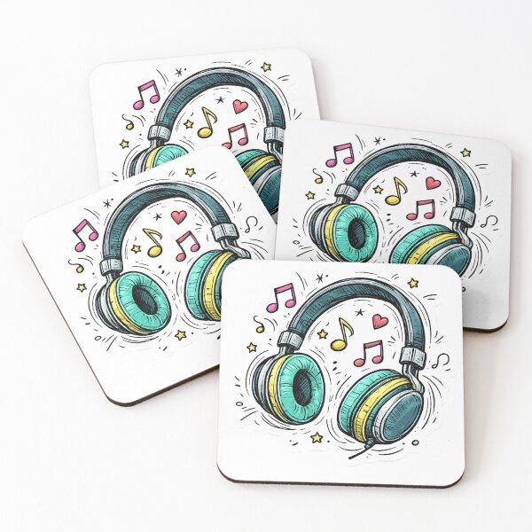 Item preview, Aesthetic Headphones Sticker – Music Lover Doodle, Colorful Sketch Style Art designed and sold by irfanshikh.
