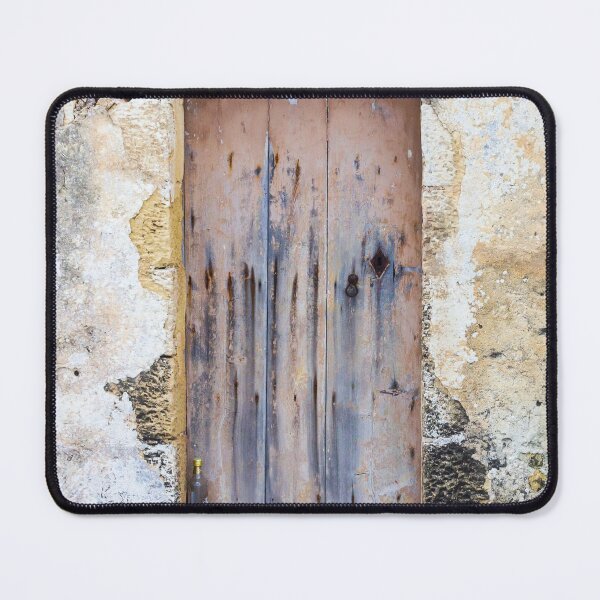 Item preview, Weathered Wooden Door Set in Old Stone Wall With Arched Entrance and Rustic Texture designed and sold by Nmallia.