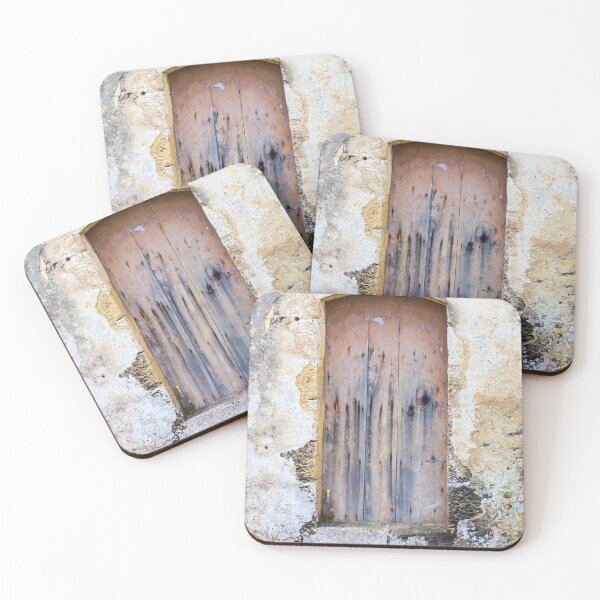 Item preview, Weathered Wooden Door Set in Old Stone Wall With Arched Entrance and Rustic Texture designed and sold by Nmallia.