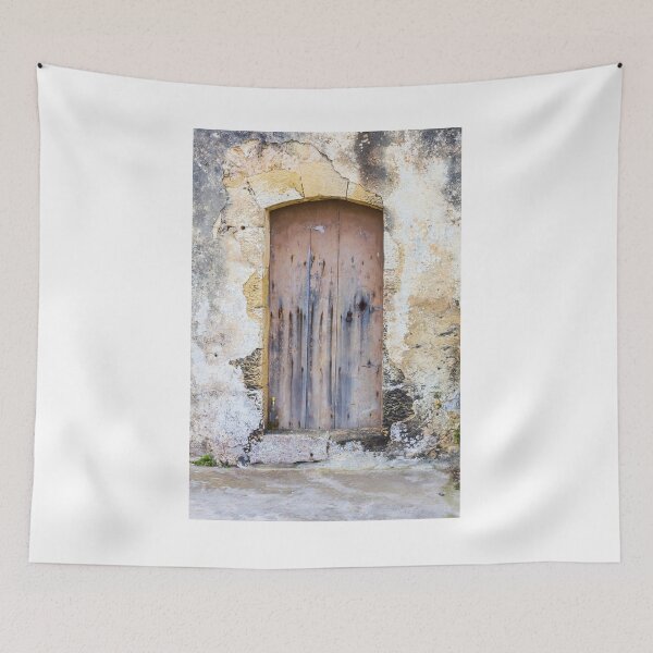 Item preview, Weathered Wooden Door Set in Old Stone Wall With Arched Entrance and Rustic Texture designed and sold by Nmallia.