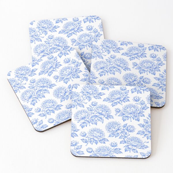 Item preview, Elegant Toile du Jouy Peonies – Blue Botanical Seamless Pattern designed and sold by BlushPearls.