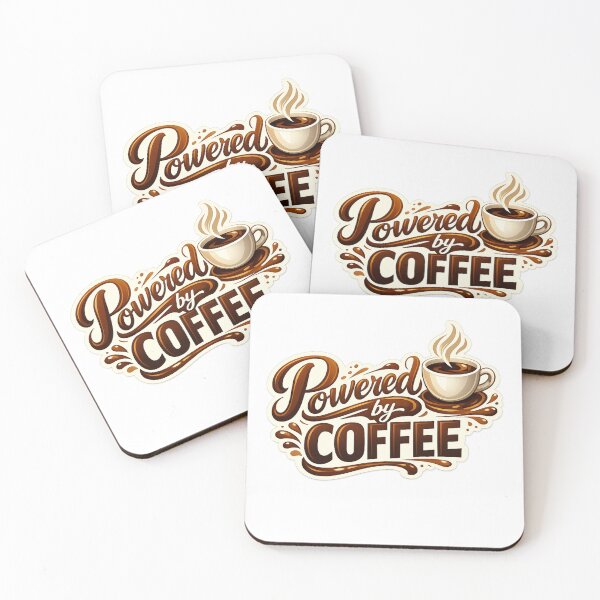 Item preview, Powered by Coffee - Modern Typography Coffee Sticker designed and sold by MKreative Studio.
