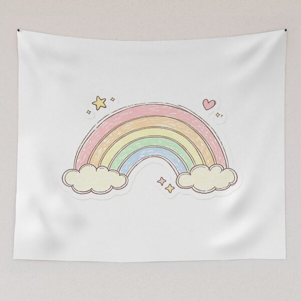 Item preview, Cute Rainbow Sticker – Pastel Kawaii Cloud Rainbow, Aesthetic Hand Drawn Art designed and sold by irfanshikh.