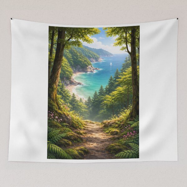Item preview, Nature Forest Path Coastal Ocean Landscape Art designed and sold by ascendzero.