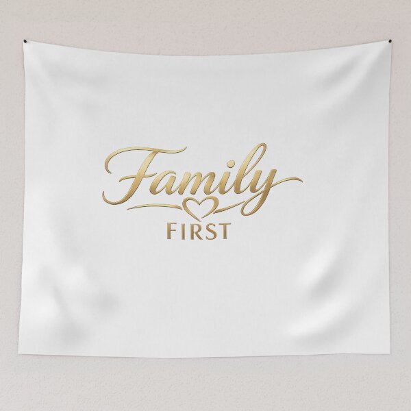 Item preview, Family First - Elegant Gold Typography with Heart Symbol designed and sold by MKreative Studio.
