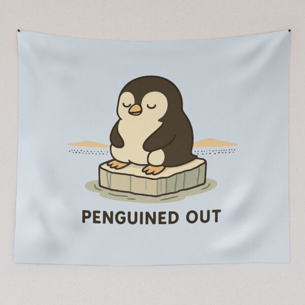Item preview, Kawaii Penguin Penguined Out – Cute Chill Arctic Animal Art designed and sold by Aloloco.