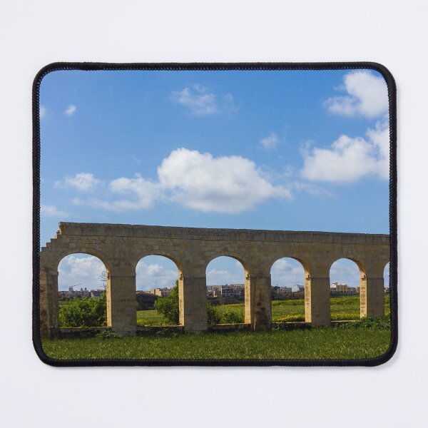 Item preview, Ancient Stone Aqueduct With Repeating Arches Over Green Field Under Blue Sky And Clouds designed and sold by Nmallia.