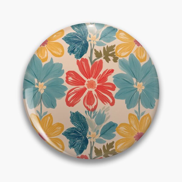 Item preview, Playful Retro Colorful Floral Pattern – Crayon Style designed and sold by soft-pop-studio.