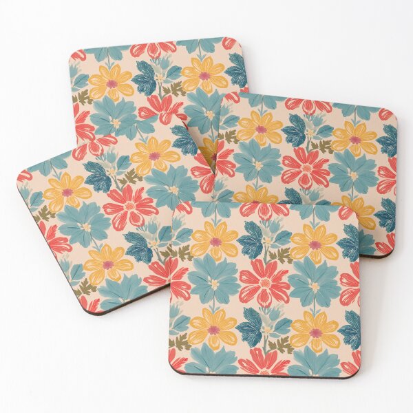 Item preview, Playful Retro Colorful Floral Pattern – Crayon Style designed and sold by soft-pop-studio.