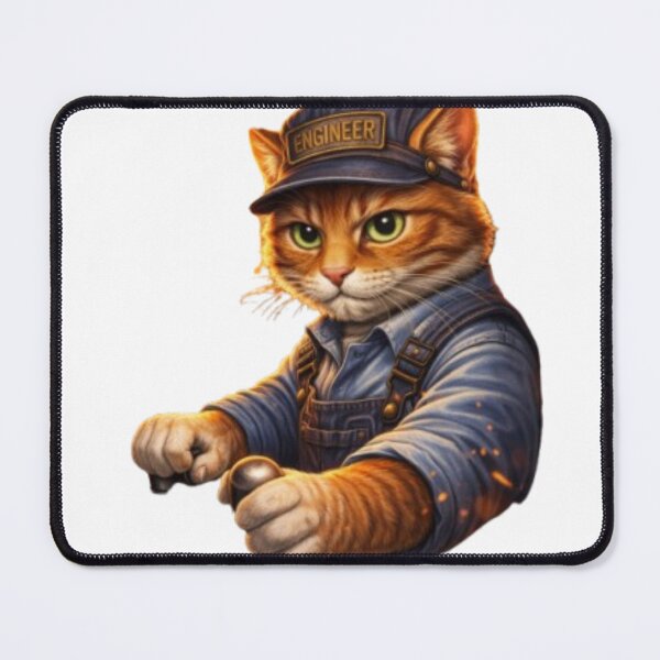 Item preview, Steam Train Cat Engineer – Vintage Locomotive Driver Cat Design designed and sold by Busdriverstore.