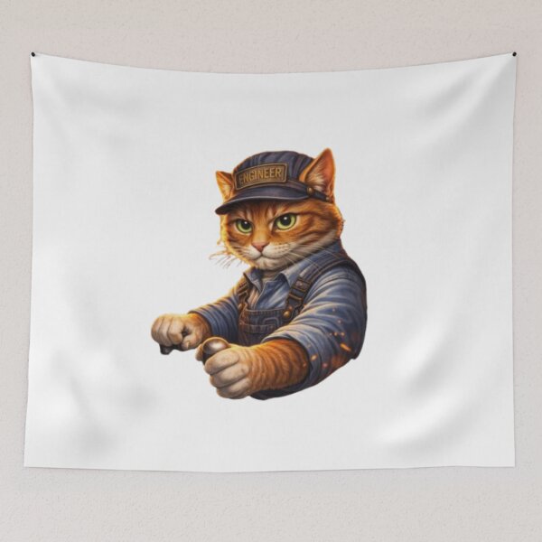 Item preview, Steam Train Cat Engineer – Vintage Locomotive Driver Cat Design designed and sold by Busdriverstore.