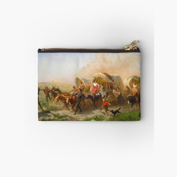 Item preview, American Frontier Wagon Train Scene 1863 Historical Painting designed and sold by TheSoulOfArt.
