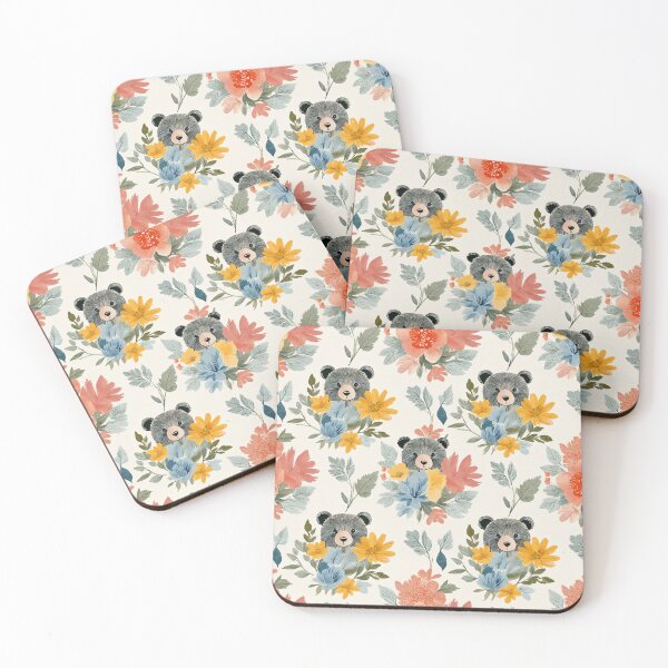 Item preview, Playful Retro Colorful Floral Pattern – Cute Retro Bear Bloom designed and sold by soft-pop-studio.