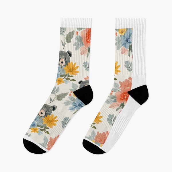 Item preview, Playful Retro Colorful Floral Pattern – Cute Retro Bear Bloom designed and sold by soft-pop-studio.