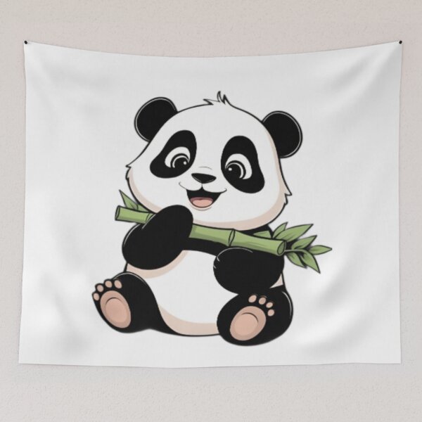 Item preview, Cute Panda Eating Bamboo | Kawaii Panda Cartoon | Adorable Animal Aesthetic Sticker Design designed and sold by Aedition.