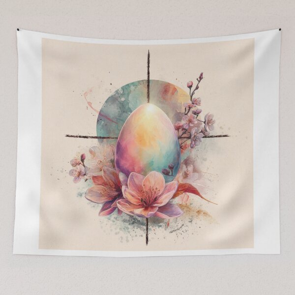 Item preview, Floral Easter Egg with Cross – Christian Spring Faith Illustration designed and sold by olenapetol.