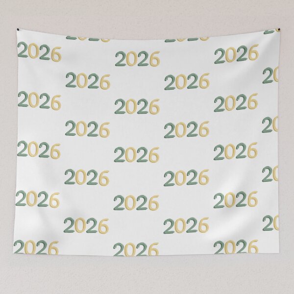 Item preview, “2026” green and yellow bubble writing designed and sold by Articbee.