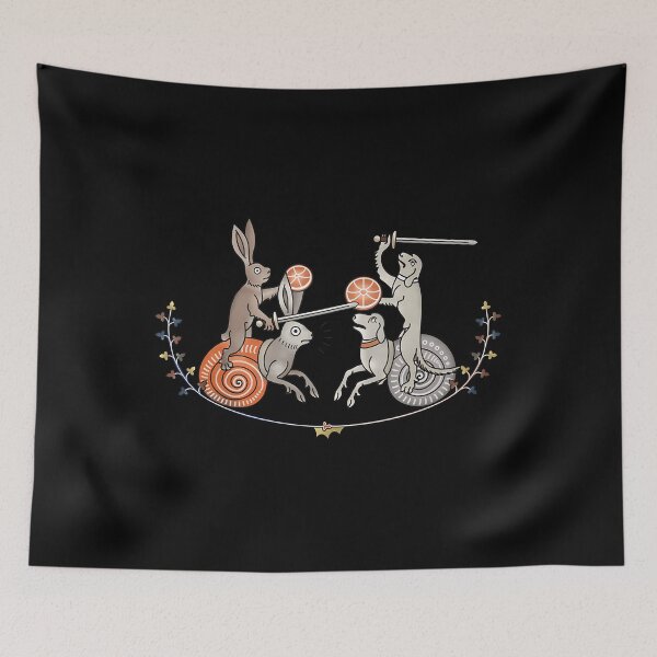 Item preview, Medieval Marginalia Rabbit Vs Dog Battle designed and sold by ipjbrhrzfqo79.