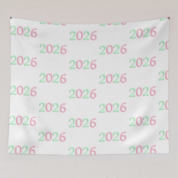 Item preview, “2026” pink and green bubble writing designed and sold by Articbee.