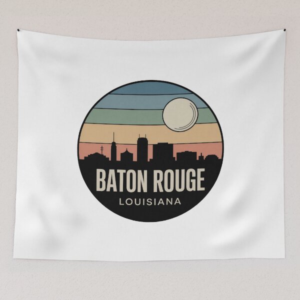 Item preview, Baton Rouge Louisiana: Muted Stripes Skyline Textured Moon designed and sold by CircinusStore.