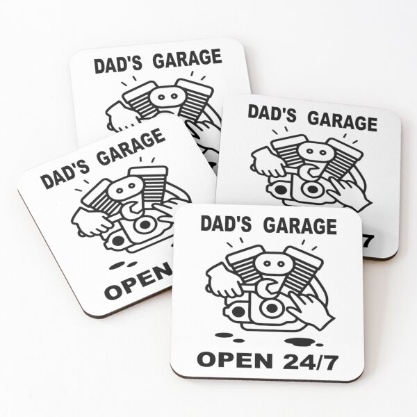 Item preview, Dad's Garage Open 24/7 - Retro Engine Mechanic Art designed and sold by The Bold Line Studio.