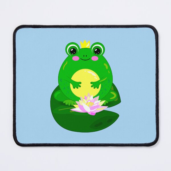 Item preview,  Cute frog princess on a water lily pad, kawaii cartoon frog illustration designed and sold by OlhaBondarenko.