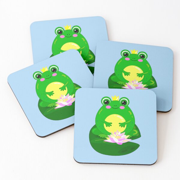 Item preview,  Cute frog princess on a water lily pad, kawaii cartoon frog illustration designed and sold by OlhaBondarenko.
