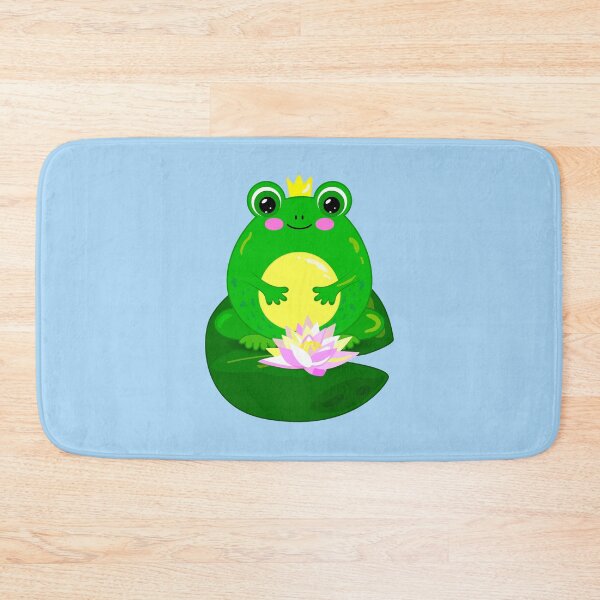 Item preview,  Cute frog princess on a water lily pad, kawaii cartoon frog illustration designed and sold by OlhaBondarenko.