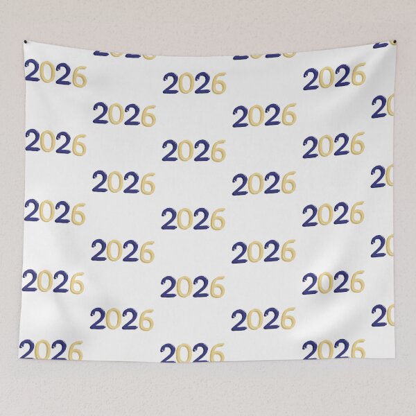 Item preview, “2026” dark blue and yellow bubble writing designed and sold by Articbee.