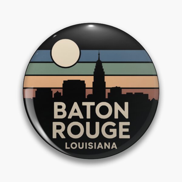 Item preview, Baton Rouge Louisiana: Muted Stripes Skyline Stacked Text Night  designed and sold by CircinusStore.